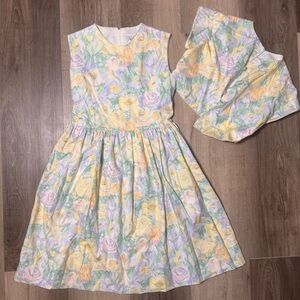 Vintage Jayne Copeland pastel floral girls dress with shoulder cover